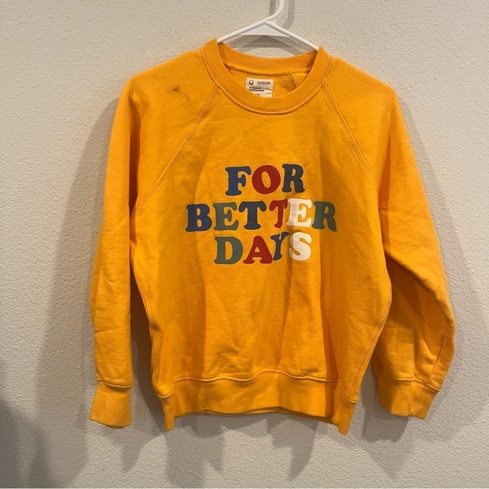 For Better Days golden rod graphic sweatshirt size large crewneck soft cozy